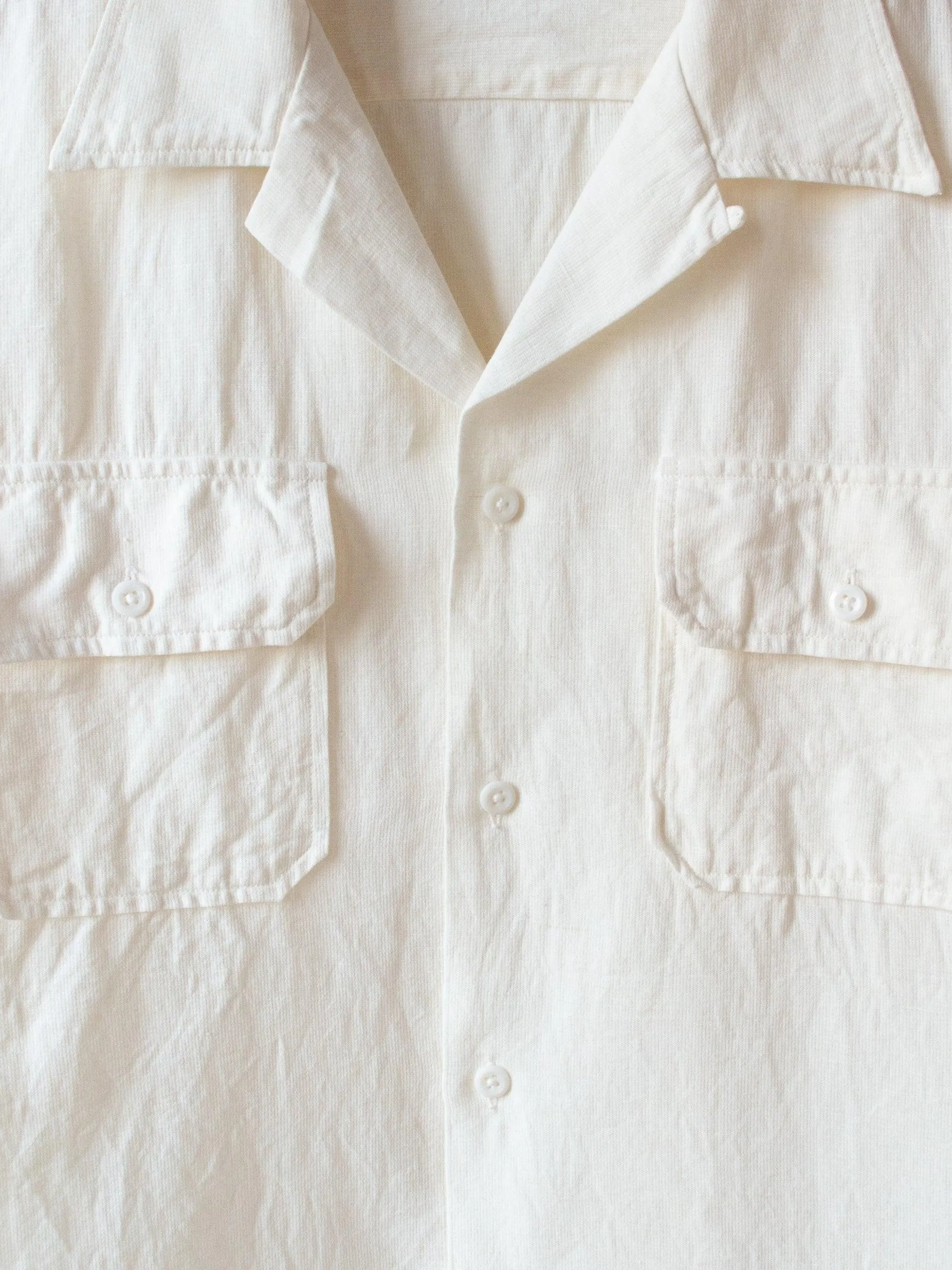 Safari Mesh Open Collar SS Shirt- White